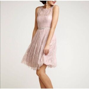 Anthropology Hitherto Sz 8 Celia Lace Bridesmaid Cocktail Dress Semi-Sheer Flowy